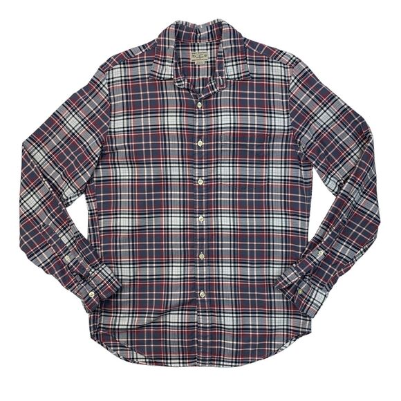 J Crew Shirt Mens S Small Plaid Cotton Midweight Flannel Point Collar Button Up - Picture 1 of 10